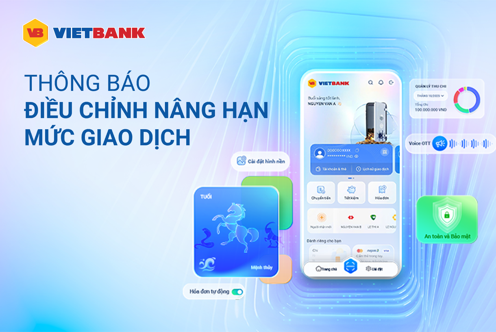 THÔNG BÁO ĐIỀU CHỈNH NÂNG HẠN MỨC GIAO DỊCH TRÊN ỨNG DỤNG VIETBANK DIGITAL PLUS